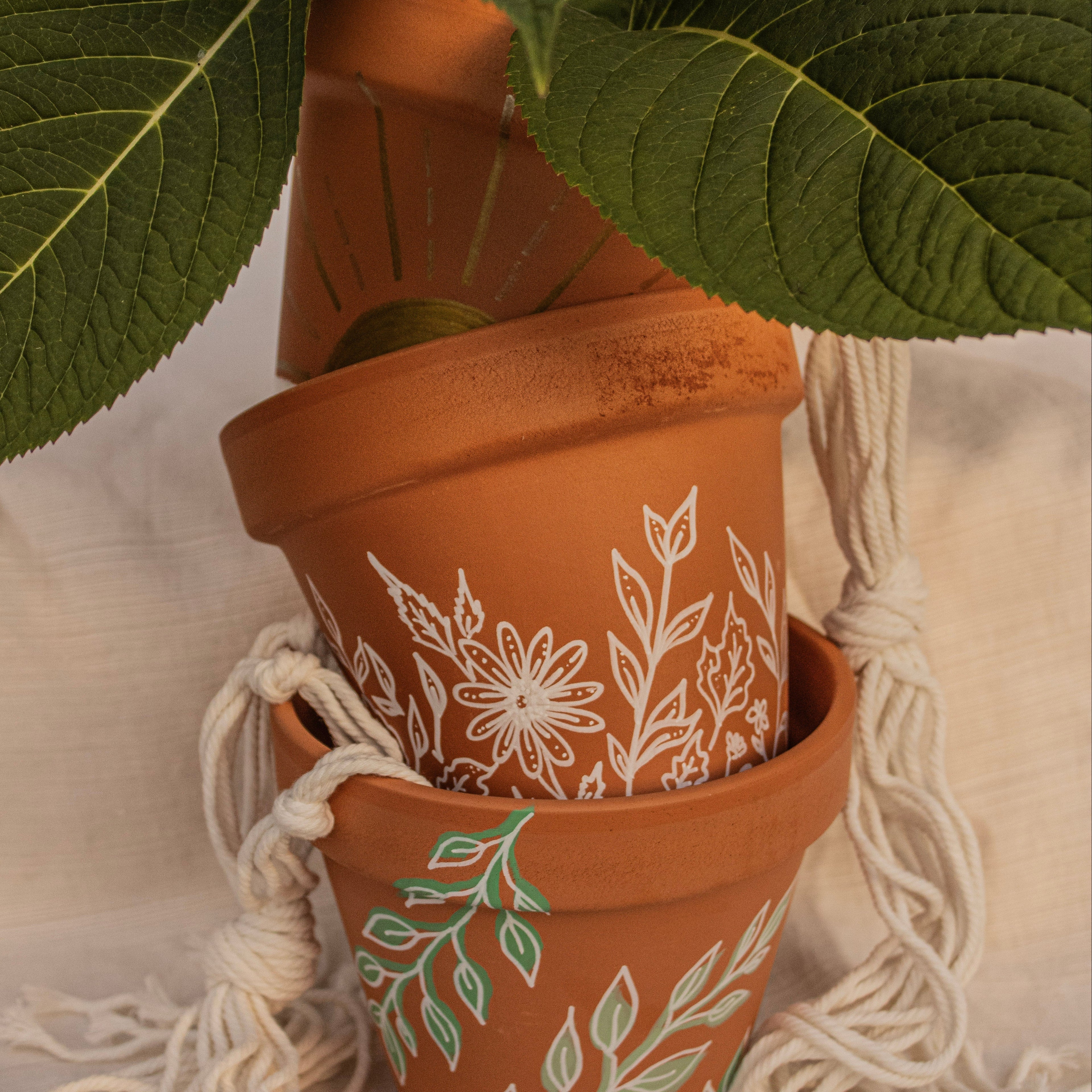 Flower Outline Plant Pot