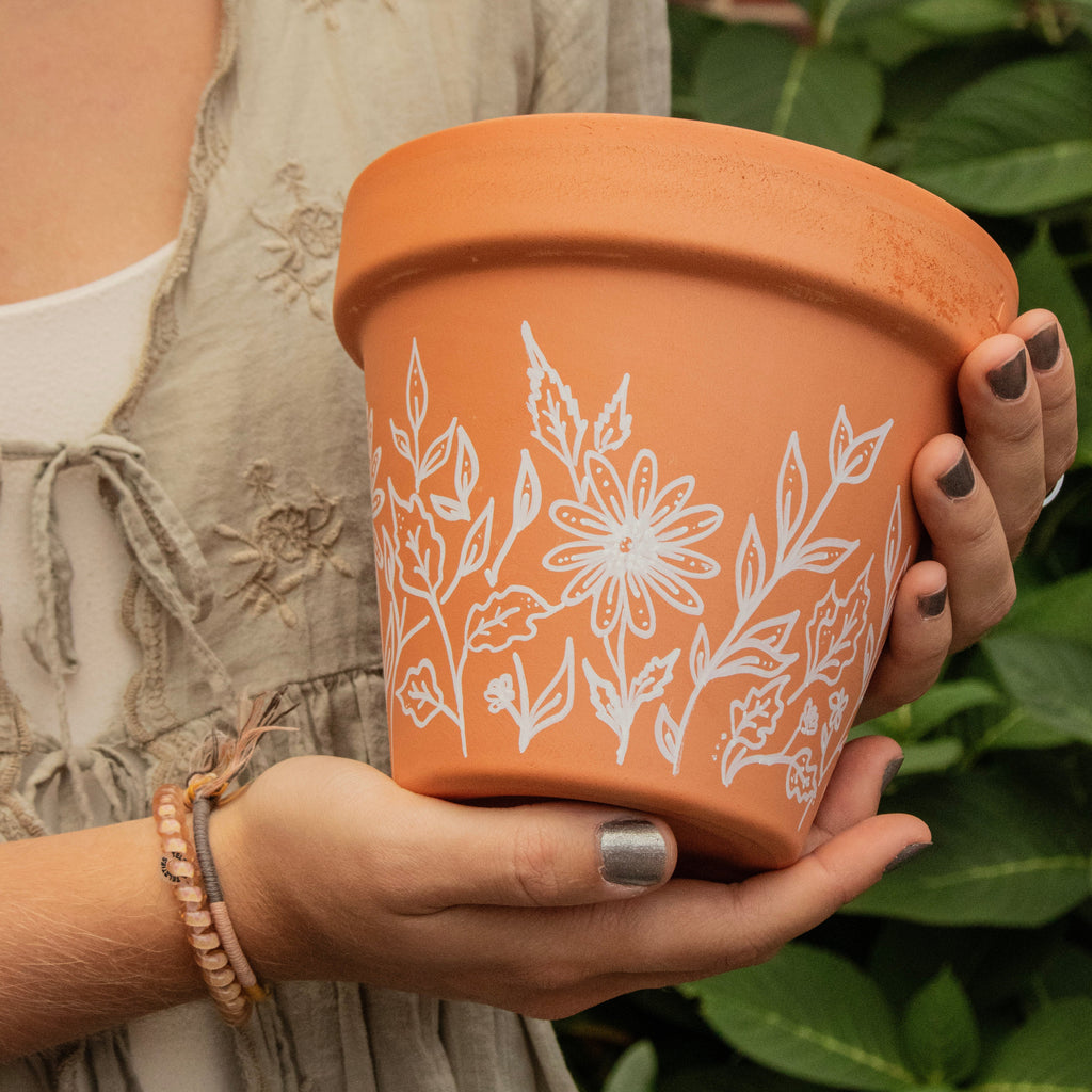 Flower Outline Plant Pot