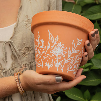 Flower Outline Plant Pot